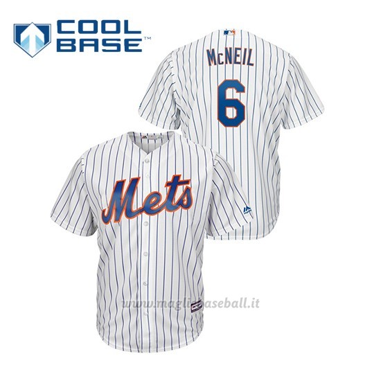 Maglia Baseball Uomo New Y Ork Mets 6 Jeff Mcneil Cool Base Bianco